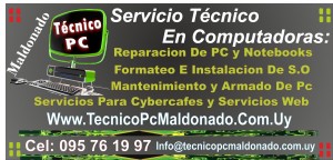 Tarjeta Tecnico Pc y notebook Maldonado